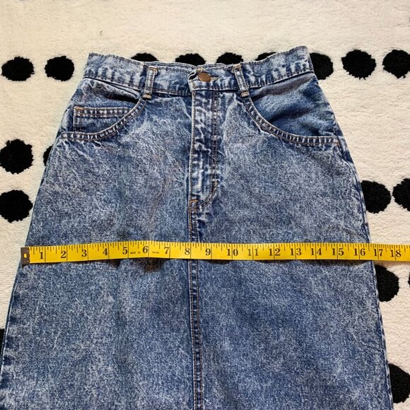 Vintage 80s 90s Santana High Rise Acid Wash Denim Jean Maxi Skirt - Picture 14 of 16